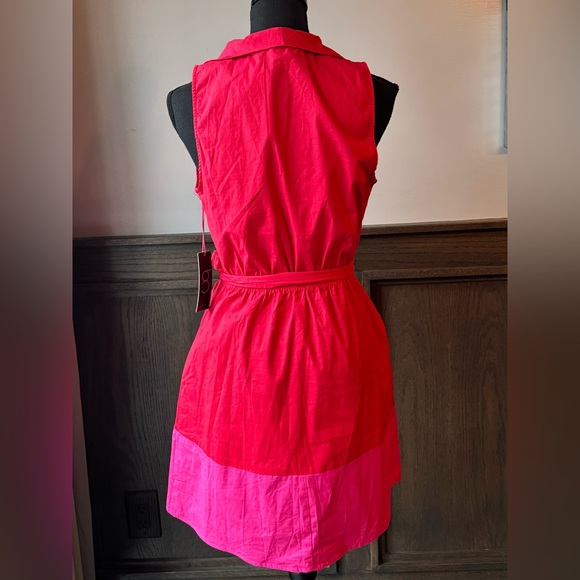 Gibson X Hi Sugarplum red and pink belted dress size small - Picture 8 of 10